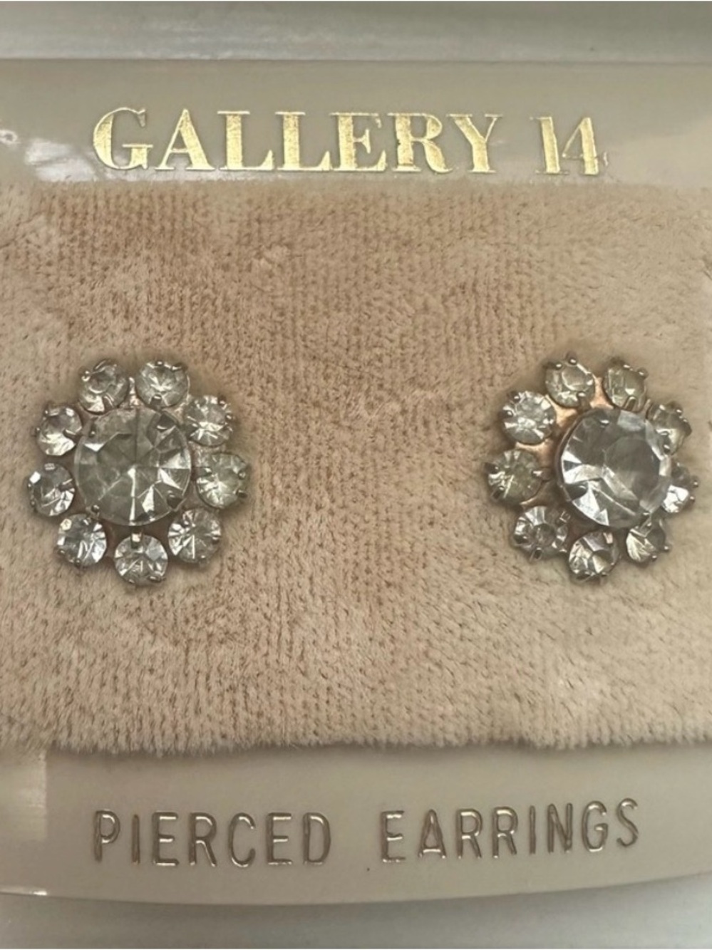 Gallery 14 Vintage Silver-Tone Rhinestone Flower Stud Earrings